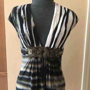 Multicolored top with belt details